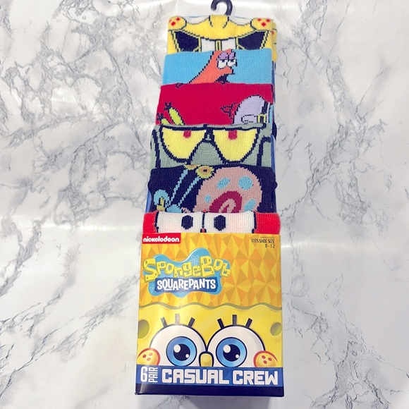 SpongeBob SquarePants character.six pair casual crew socks. - Picture 6 of 8
